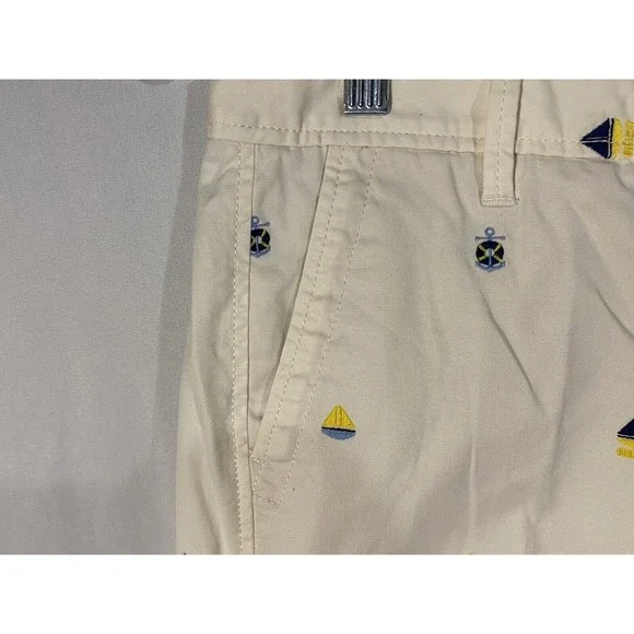 Talbots Pants Embroidered Nautical Sz 4 Ivory Girlfriend Chinos Ankle Length - Picture 8 of 12